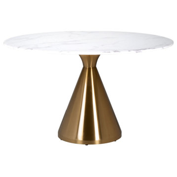 White Marble Gold Base Dining Table | OROA Tenille