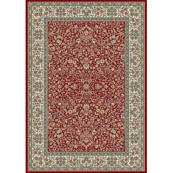 Ancient Garden Rectangle Traditional Rug, Red/Border Color Ivory, 3'11"x5'7"