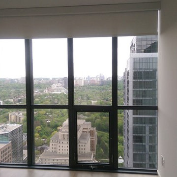 Blackout roller shades in a Bloor Street condo