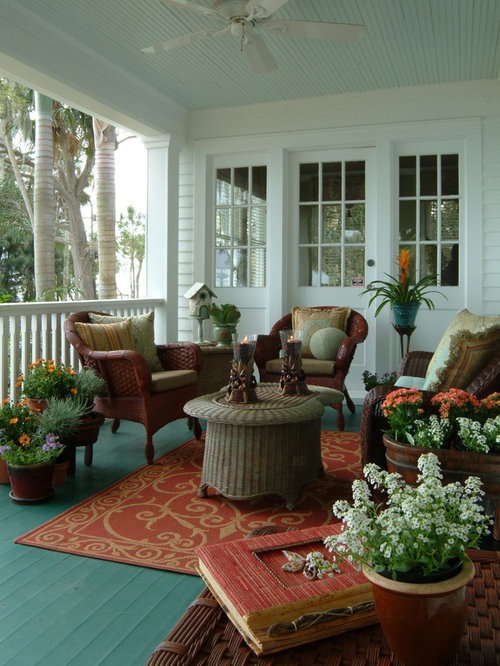 Eclectic Porch South East Eclectic porch photo in Other with decking and a roof extension