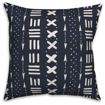 Navy Tribal Mudcloth Pattern 20x20 Throw Pillow