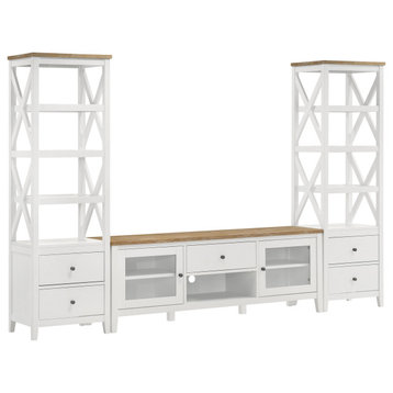 Angela 3-piece Entertainment Center With 67" TV Stand Brown and White