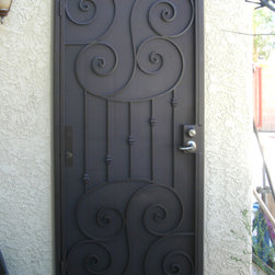 Scrolled Wrought Iron Security Door - Front Doors