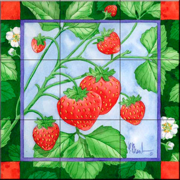 Tile Mural, Strawberries 3 by Paul Brent