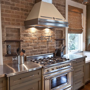 75 Beautiful Farmhouse Kitchen With Stainless Steel Countertops