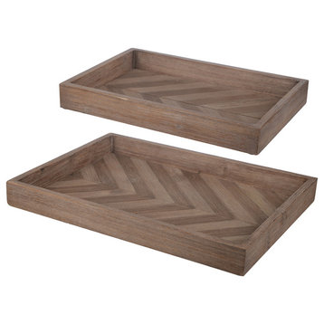 Fir Wood Trays, Set of 2