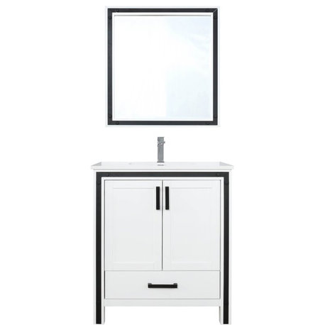 Lexora Home Ziva 30" Cultured Marble Top Single Vanity in White