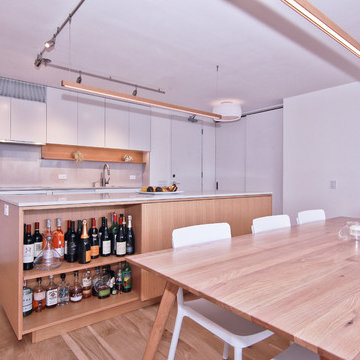 Contemporary Matte White and Rift Cut White Oak