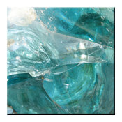 Abstract Blue Glass Background Design Ceramic Art Tile, 4.25" x 4.25"
