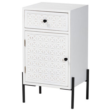Kiara White Storage Cabinet, 1-Drawer