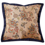 HiEnd Accents - HiEnd Accents Tammy Jacquared Euro Sham , 27x27 - The swirling western paisley pattern works beautifully to set a sophisticated western tone for your bedding. The rich warm hues and floral elements come to life with the deep navy flange to offset and balance the look. Add this Tammy euro sham to add to the refined rustic aesthetic of your bedding. Measures 27� x 27�.