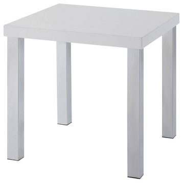 Harta End Table, White High Gloss and Chrome