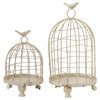 Decorative Metal Bird Cage Cream, Set of 2