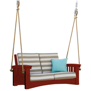 Cypress Mission Lounge Rope Swing, Barn Red, Maxim Heather Beige