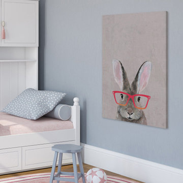 "Hare with Red Glasses" Painting Print on Wrapped Canvas