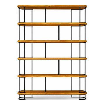 Ellis Mid Century Bookshelf | Solid Pine Wood & Metal Frame Design
