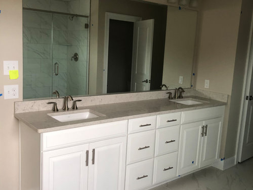 Keep Large Mirror Or Replace With Two Over Bathroom Vanity - How To Remove Large Glass Mirror From Wall