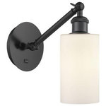 Innovations Lighting - Innovations Lighting 317-1W-BK-G801 Clymer, 1 Light Wall In Art Nouveau - The Clymer 1 Light Sconce is part of the BallstonClymer 1 Light Wall  Matte BlackUL: Suitable for damp locations Energy Star Qualified: n/a ADA Certified: n/a  *Number of Lights: 1-*Wattage:100w Incandescent bulb(s) *Bulb Included:No *Bulb Type:Incandescent *Finish Type:Matte Black