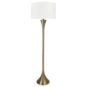 65" Plated Gold Metal Floor Lamp