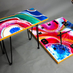 Original 3D wall clock with Hand painted side table - Wall Clocks