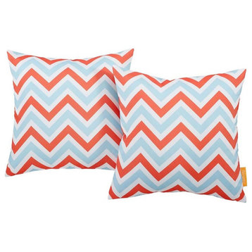 Modway 2-Piece Polyester Fabric Outdoor Patio Pillow Set in Zig Zag