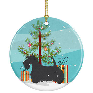 Scottish Terrier Merry Christmas Tree Ceramic Ornament, Multicolor