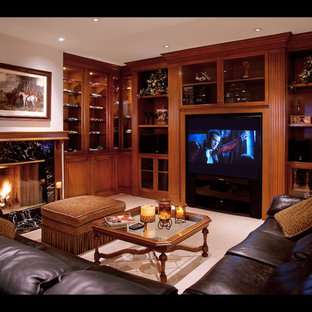 Design ideas for a classic home cinema in Santa Barbara.