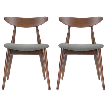 GDF Studio Issaic Mid Century Design Wood Dining Chairs, Set of 2, Light Gray/Walnut