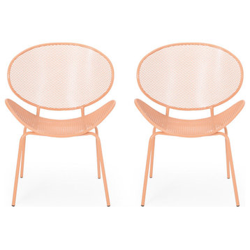 Andre Outdoor Dining Chair, Set of 2, Matte Orange