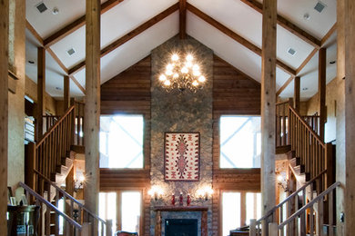 Mountain style living room photo in Houston