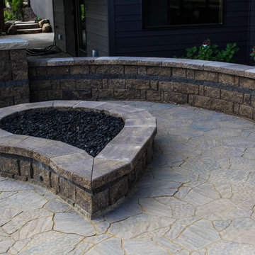 Up Close View of Fine Paver Patio and Tear Drop Fire Pit