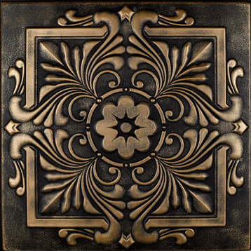 Victorian , Styrofoam Ceiling Tile, 20"x20", #R14, Black Brass