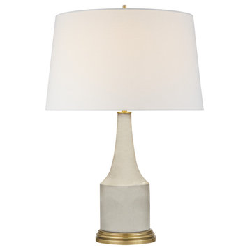 Sawyer Table Lamp in Tea Stain Porcelain with Linen Shade