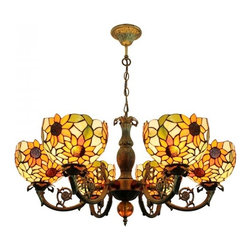 Tiffany Sunflower Ceiling Lighting Chandelier 6 Lights - Chandeliers