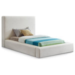 Meridian Furniture - Devin Upholseterd Bed, Cream, Twin, Linen Textured - Curl up on this Devin full bed and feel like a VIP. This handsome bed has a distinctive upscale look, with its luxe cream linen textured fabric covering every square inch, from headboard to side rails and footboard, which are 8 inches thick for a luxuriously soft feel and comfort against your body while you relax and unwind before catching some Zs. The contemporary design is strikingly modern, adding an up-to-the-minute vibe to your bedroom space.