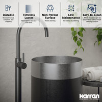 Karran Cinox Stainless Steel Round Pedestal Sink, Stainless Steel and Gunmetal Grey