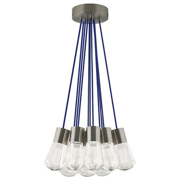 Tech Lighting TD Alva 11-Light LED930, 3000K Chandelier, Blue/Satin Nickel