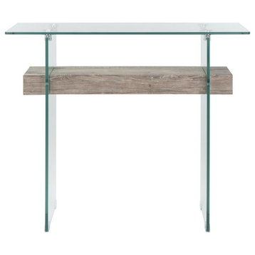 Lacy Console Table Glass Grey Oak