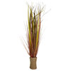 34" Red Artificial Grass Plant in a Rope Pot