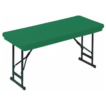 Correll 17-27" Adj. Height Heavy Duty Plastic Blow-Molded Folding Table in Green