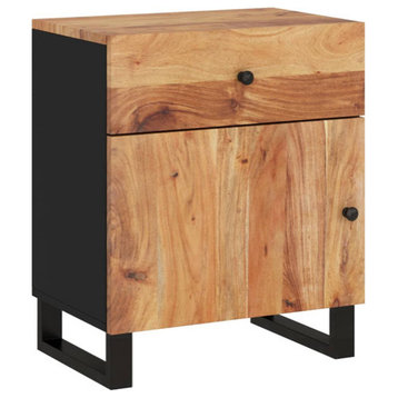 vidaXL Cabinet Accent Nightstand End Table Solid Wood Acacia and Engineered Wood