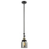 1-Light Small Bell 5" Pendant, Black Antique Brass, Glass: Plated Smoked