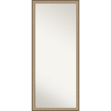 Elegant Brushed Bronze Narrow Non-Beveled Floor Leaner Mirror - 27 x 63 in.
