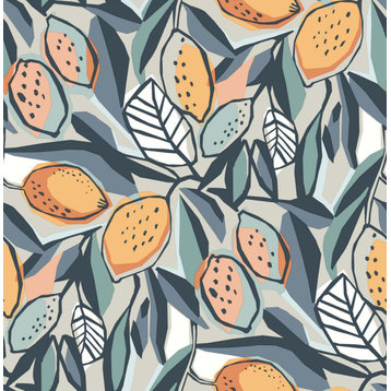 Meyer Teal Citrus Wallpaper Bolt