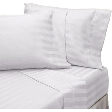 White Stripe Twin Microfiber 3-Piece Bed Sheet Set