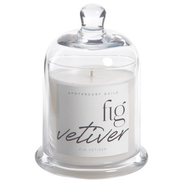 Black Fig Vetiver Scented Candle Jar With Glass Dome