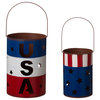 Metal Patriotic/Americana Bucket, 2-Piece Set