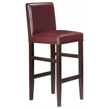 Kendall Contemporary Wood/Faux Leather Barstool - 29" Bar Height Stool for Kitc