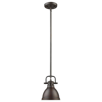Duncan Mini Rod Pendant in Rubbed Bronze with a Rubbed Bronze Shade