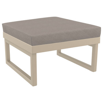 Mykonos Ottoman Taupe With Acrylic Fabric Taupe Cushion